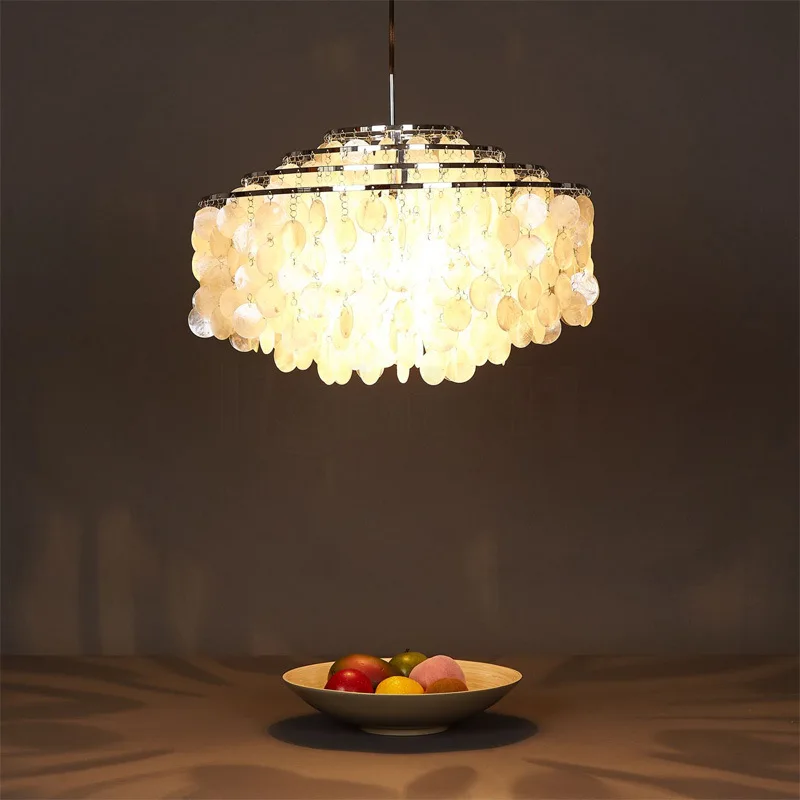 

Nordic Luxury Shell LED Chandeliers for Living Room Art Pendant Lamp Decoration Ceiling Chandelier Lamps Kitchen Indoor Lighting