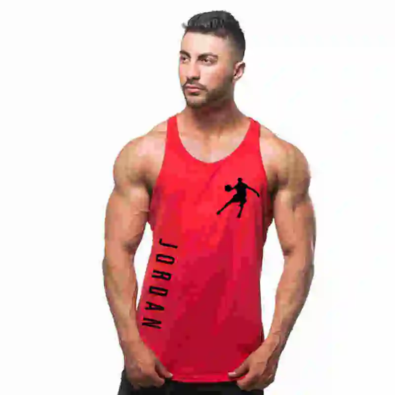 

2021 Gym Men Muscle Sleeveless Shirt Tank Top Bodybuilding Sleeveless Clothing Sportwear Sport Fitness Workout Vest