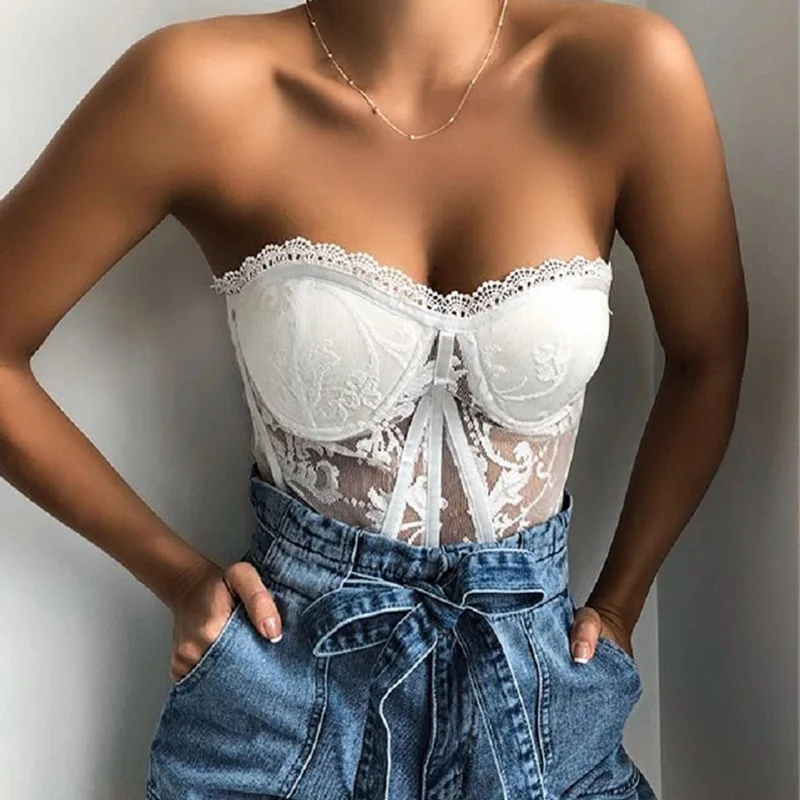 

Off Shoulder Lace Bralette Tops Women Sleeveless Sexy Backless Summer Crop Feminino Elegant Tube Top Underwear Mujer Body Femme