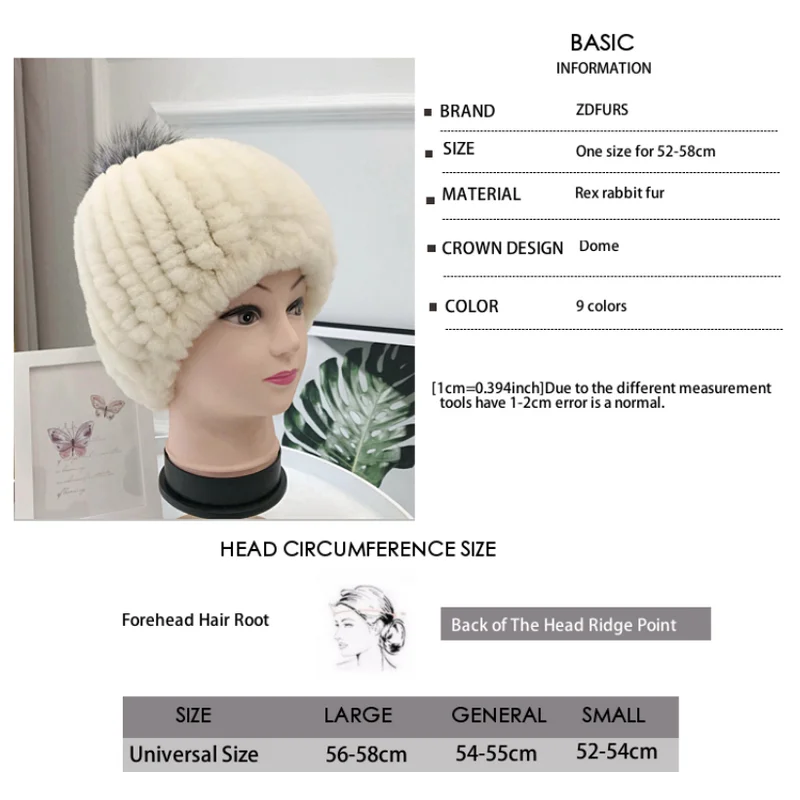 

2020 New Design Genuine Rex Rabbit Fur Hat women's Fur Cap with Silver Fox Balls for Russian Women Fur Beanies Winter Warm Fur