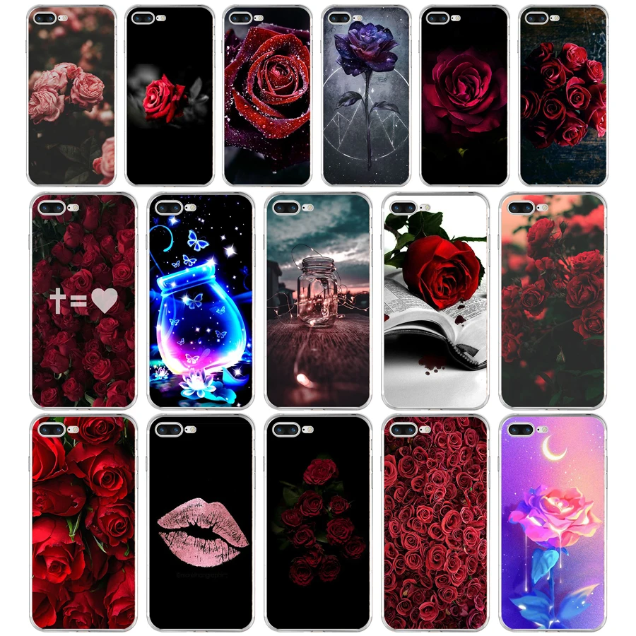 280FG красная роза цветы Мягкий ТПУ силиконовый чехол для Apple iPhone5 5s se 6 6s 7 8 plus x xr xs
