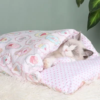 removable dog cat bed sleeping bag winter warm pet lovely foldable kennel nest dog house cat mat kitten beds
