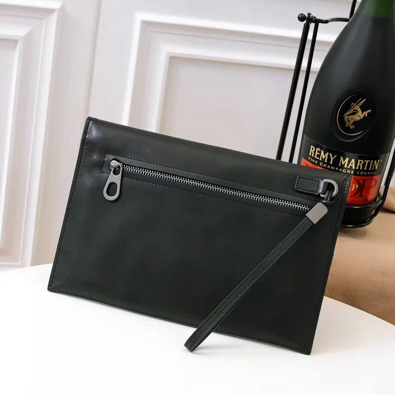 Brand Briefcase Leather Messenger Bag 100 Cowhide Woven Black Clutch Casual Envelope Bag 2021 Fashion Men's Handbag
