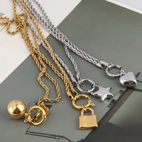 stainless steel necklace hollow heart pendant necklace 2021 long chain necklace for women twist chain necklace jewelry gift