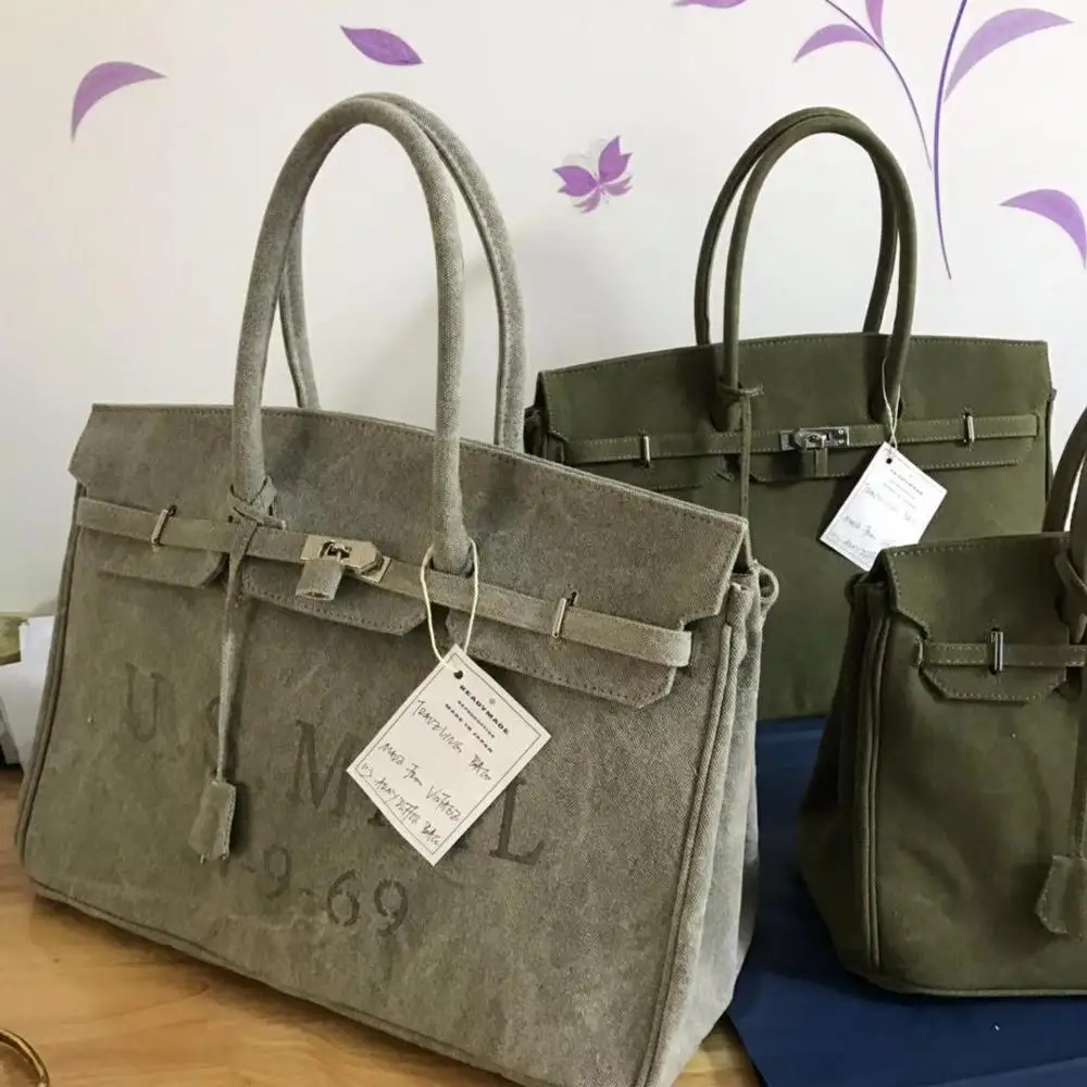 Большая вместительная утолщенная холщовая платиновая сумка для мужчин