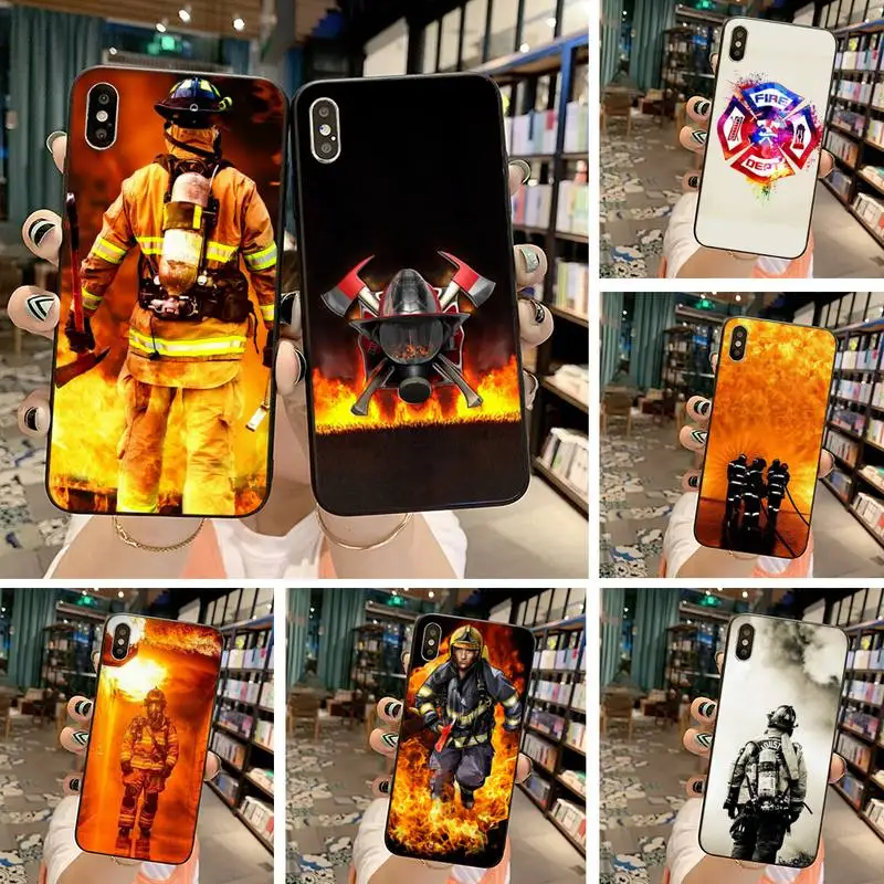 

HUAGETOP Firefighter Heroes Fireman Black Cell Phone Case for iPhone 11 pro XS MAX 8 7 6 6S Plus X 5S SE 2020 XR case