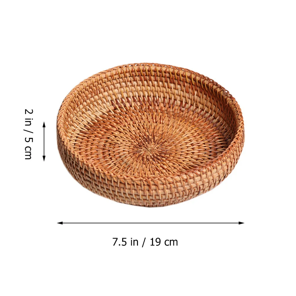 

Rattan Weaving Round Storage Basket Fruit Dish Rattan Bread Basket