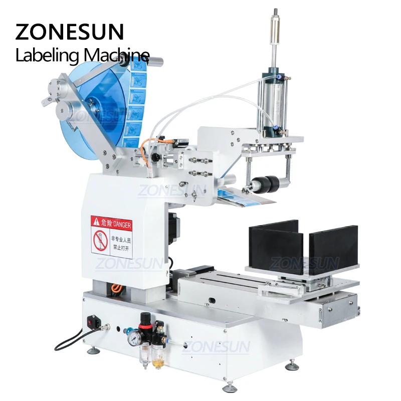 ZONESUN XL-T803 Semi-automatic Flat Plastic Cans Rubik's cube Shampoo Water Milk Juicer Bottle Labeling Machine Labeller |