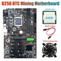 b250 btc miner motherboard with g3920 cpufansata cable 12xgraphics card slot lga 1151 ddr4 usb3 0 for btc mining