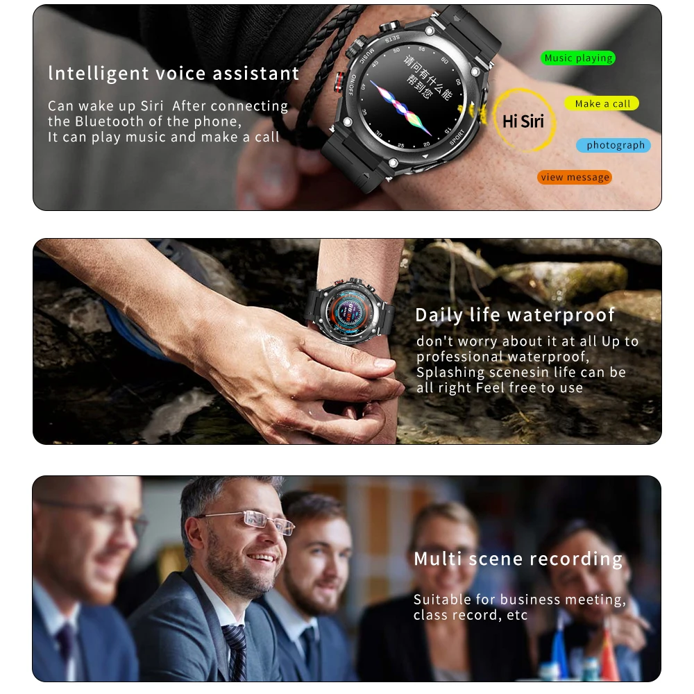 

[ 2021new] MP3 player smart watch, two ear communication, Bluetooth headset, three in one waterproof heart rate exercise bracele