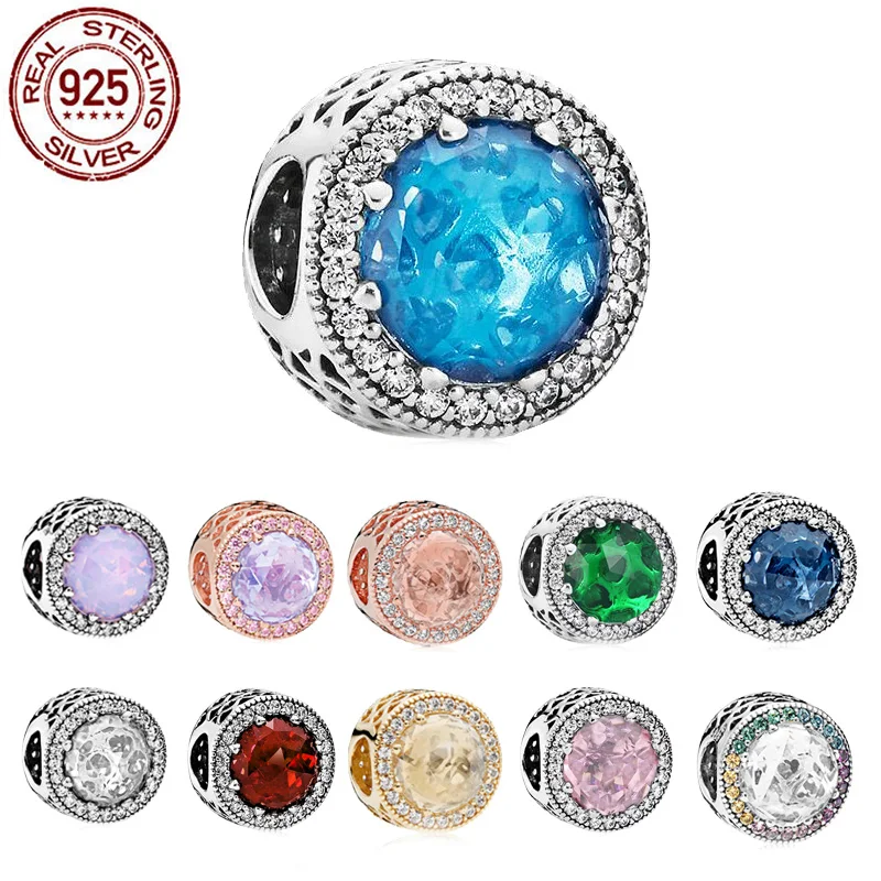 

Chrysaor серебряные бусины 925 пробы красочные круглые синие Подвески в виде драгоценных камней подходят для оригинальных браслетов Pandora, Женски...