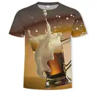 Футболка Мужскаяженская с принтом 3d пивагамбургерапокера, топ с круглым вырезом и коротким рукавом, в стиле хип-хоп
