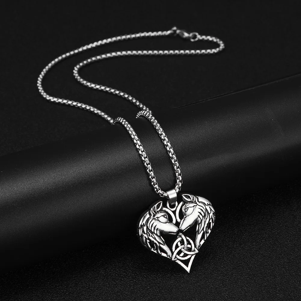 Dawapara Ирландская троица символ сердце кулон волк амулет животное ожерелье