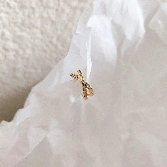 

Non Piercing Clip Earrings For Women Cool Geometric C Zircon Inlaid Ear Clips Jewelries Young Girls Personality Jewellery Gift