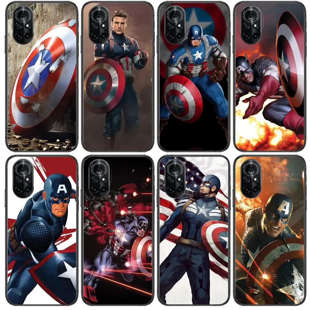 

Captain America Clear Phone Case For Huawei Honor 20 10 9 8A 7 5T X Pro Lite 5G Black Etui Coque Hoesjes Comic Fash design