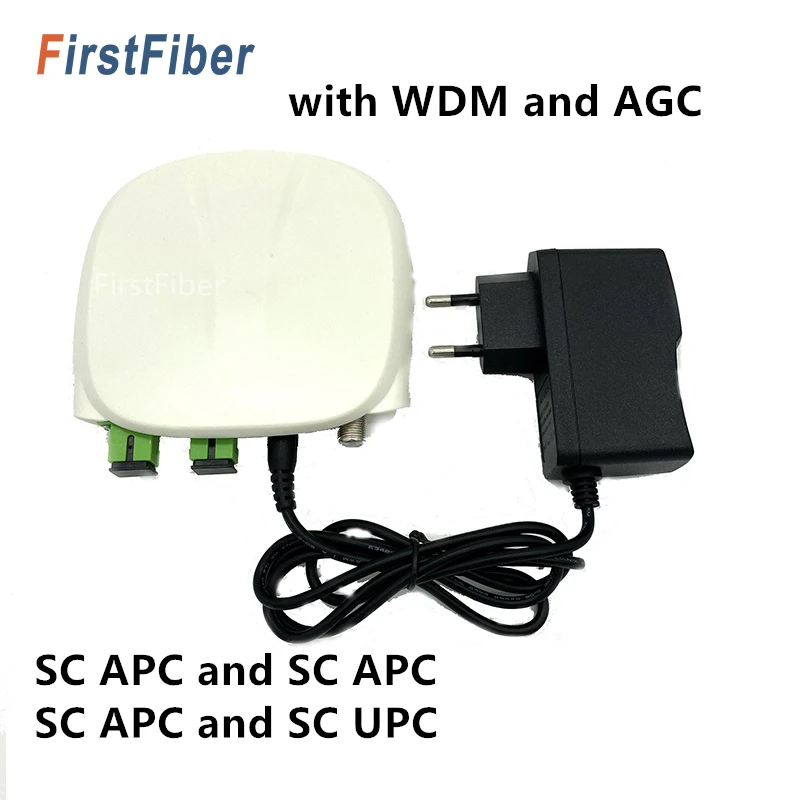 

SC APC optical receiver SC/APC-SC/UPC with WDM and AGC Mini Node Indoor Optical Receiver with white plastic case