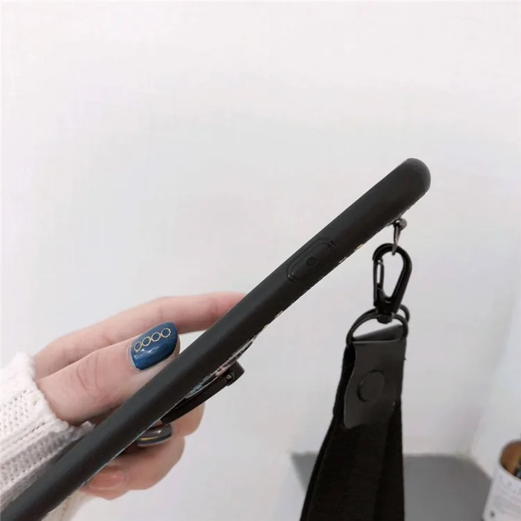 

Artistic Vintage Flower Mobile Phone Shell Lanyard Soft Case Drop-Resistant Phone Protective Case for iPhone 11 Phone Cases