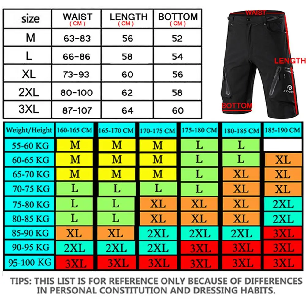

Men's Cycling Shorts MTB Cycling Shorts Lightweight Bike Bicycle Pants Loose Breathable&Absorbent