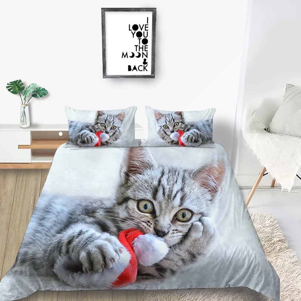 

Комплект постельного белья с изображением кота, модный Удобный комплект постельного белья большого размера с милым 3d-рисунком домашних животных, King, Twin, Full, Single, Double, уникальный дизайн