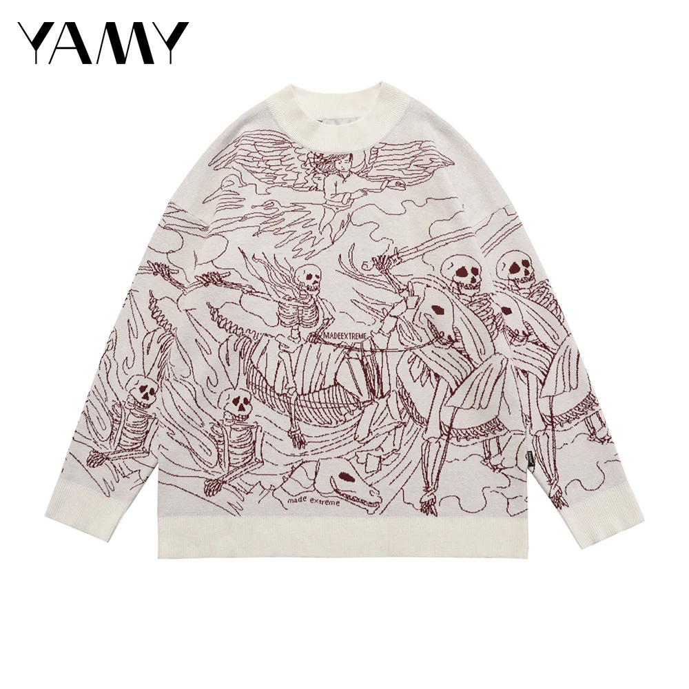 

Мужские и женские свитера с длинным рукавом Black Death, свободные пуловеры в стиле панк черного цвета с изображением черепа, большие размеры