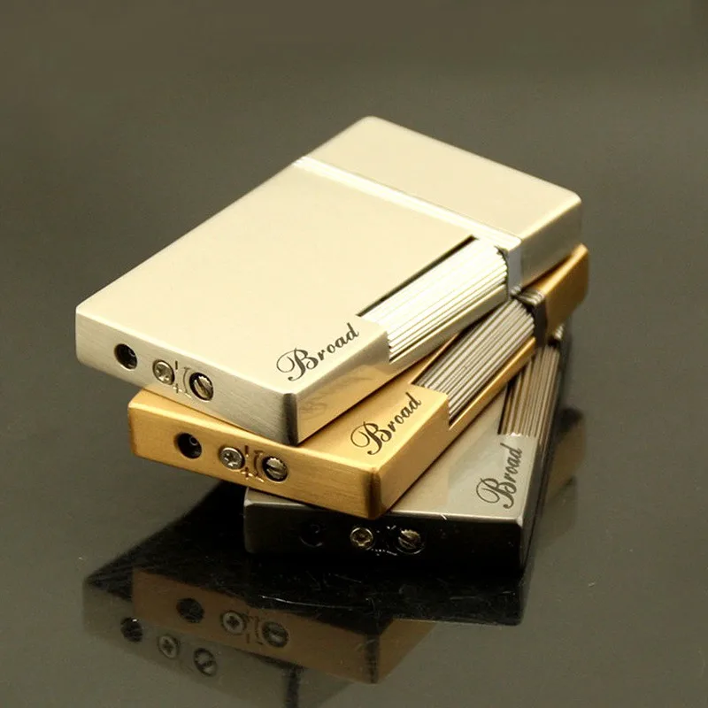 Металлическая зажигалка ультратонкая портативная газовая надувная