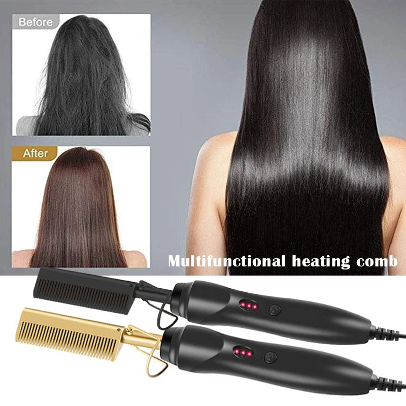 

Electric Hair Straighter Dry And Wet Copper Multifunctional Heating Comb Anti-Scald J9