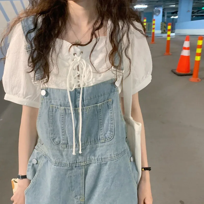 

Net Red 2020 Popular Bib Women's Korean-Style Loose Slimming Ageing Jeans All-match Net Red Pants Women