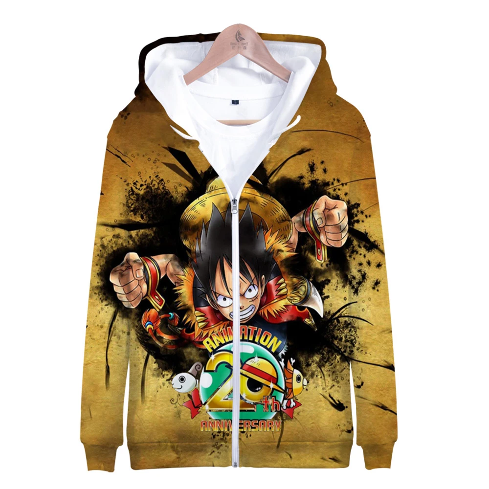 

New Arrival One Piece 3D Kids Zipper Hoodie Sweatshirt Boys/Girls Autumn Winter Fashion Casual One Piece Children Anime Hoodie