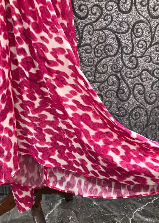 

Top Quality New Silk Long Dress 2021 Autumn Fashion Party Women Sexy Wild Leopard Print Pleated Patchwork Long Sleeve Dress