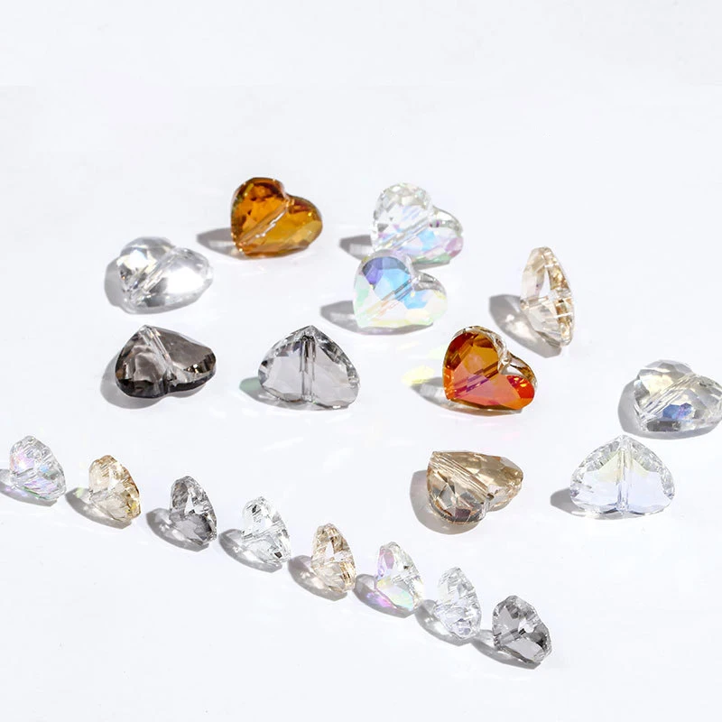 Стеклянные бусины в форме сердца 7x8 мм|Бусины для одежды| |