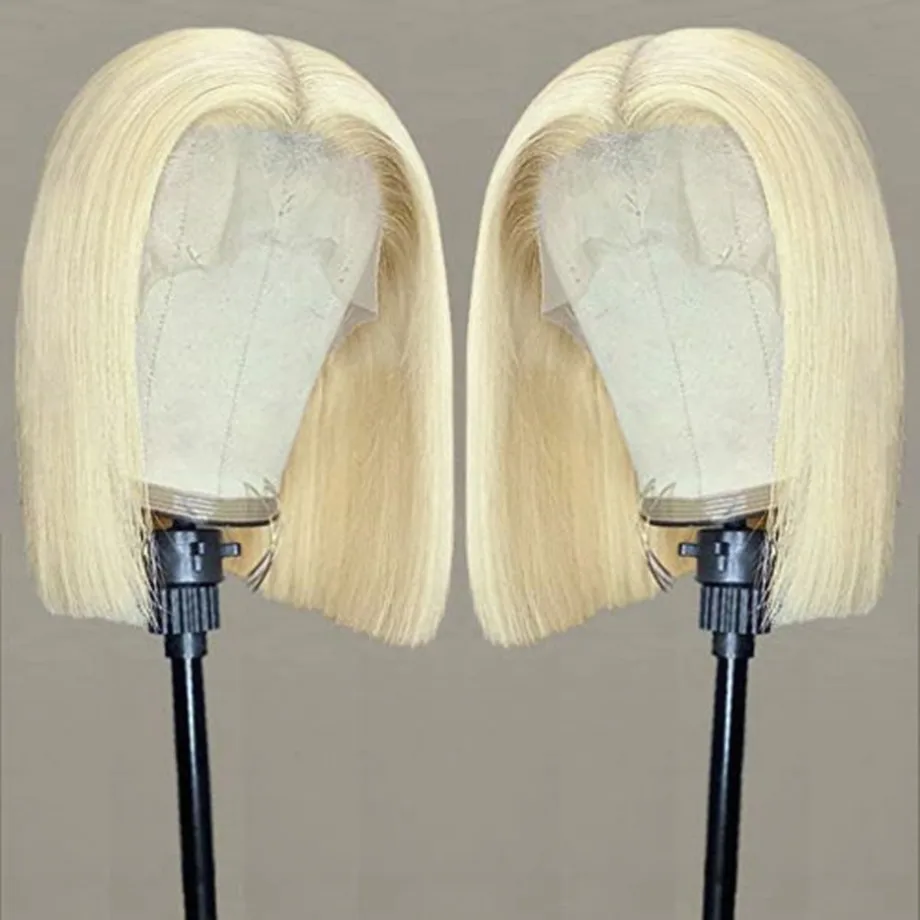 Короткие прямые омбре 613 блонд длинные бразильские фронтальные человеческие