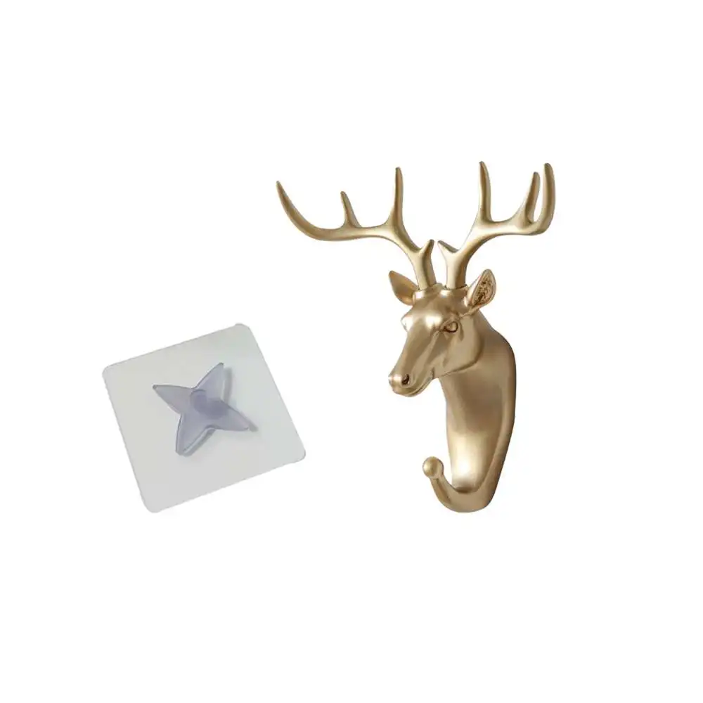 

1pc Decorative Hook Creative Animal Head Wall Hanging Coat Key Hook Strong Seamless Sticking Home Wall Decor Hook