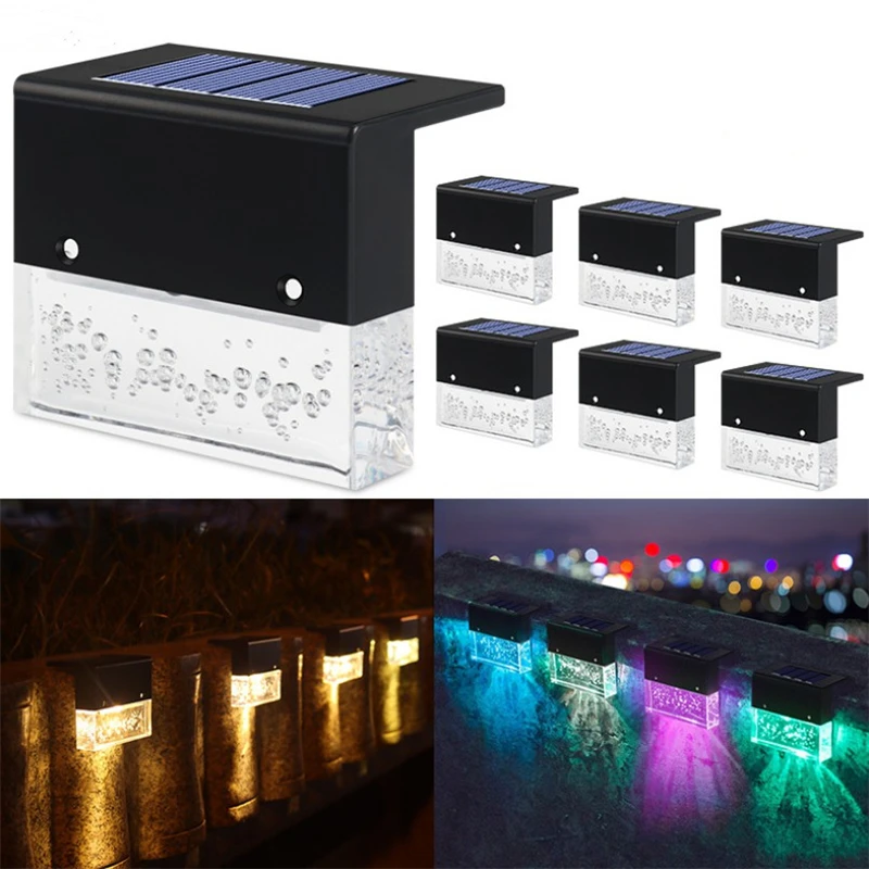 

4PCS Solar Fence Light Outdoor Waterproof Solar Garden Courtyard Fence Lights Stairs Corridor Landscape Lamps Balcony Street Dec