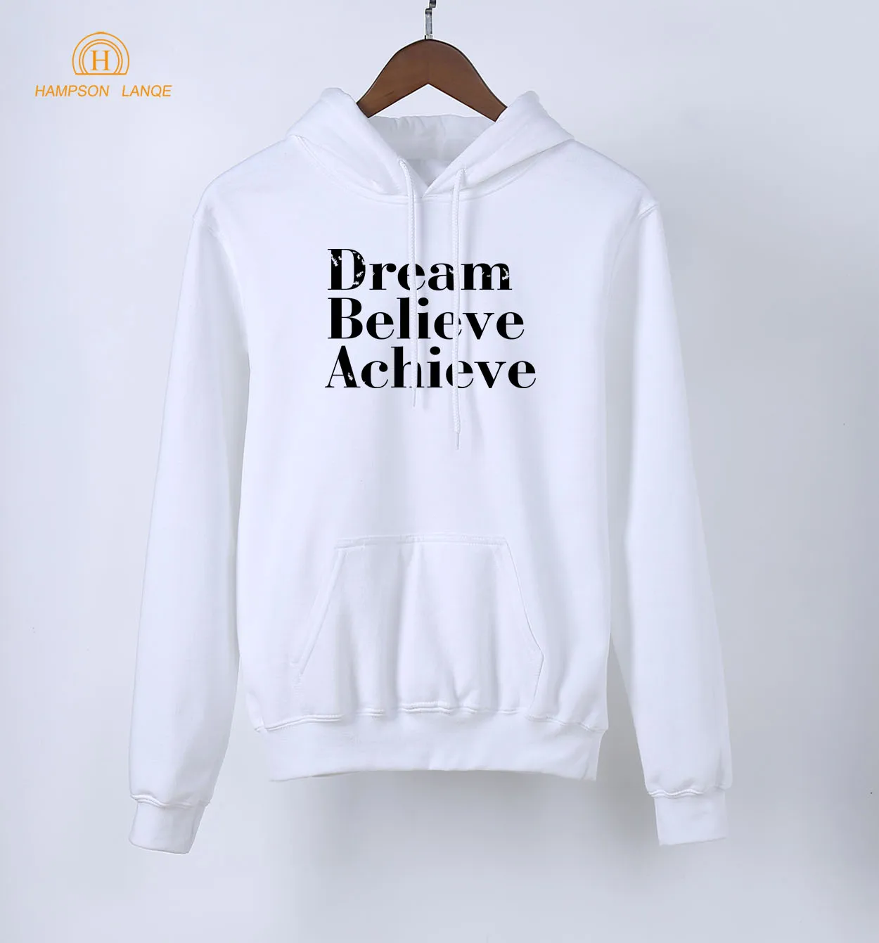 Женские толстовки с капюшоном Dream Believe белые теплые в стиле Харадзюку весна осень