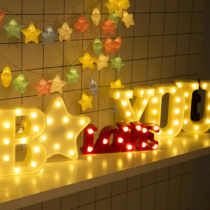 

26 Alphabet LED Night Light Table Desktop Lamp Kids Gifts Bedside Home Decors