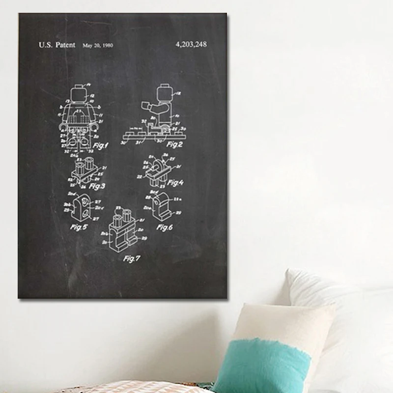 Legos мужской патент Настенная игрушка для lego love постеры декор детской комнаты