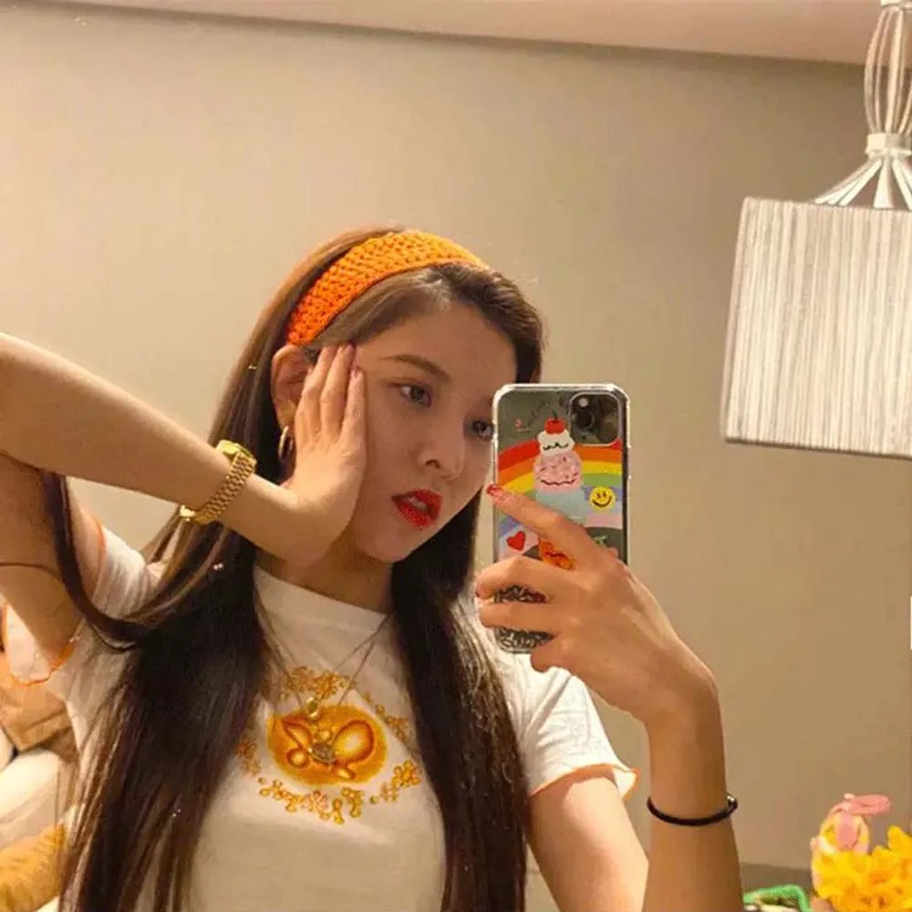 

2021 Simple Knitted Headband Wool Handmade Hollow Cute Wild Headband Sports Hair Hoop Women