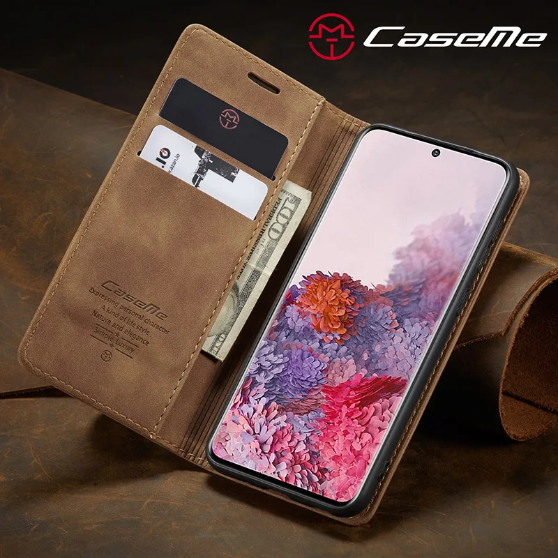 Роскошный Магнитный кожаный чехол бумажник CaseMe для Samsung Galaxy S9 S10 S20 Plus телефона Note