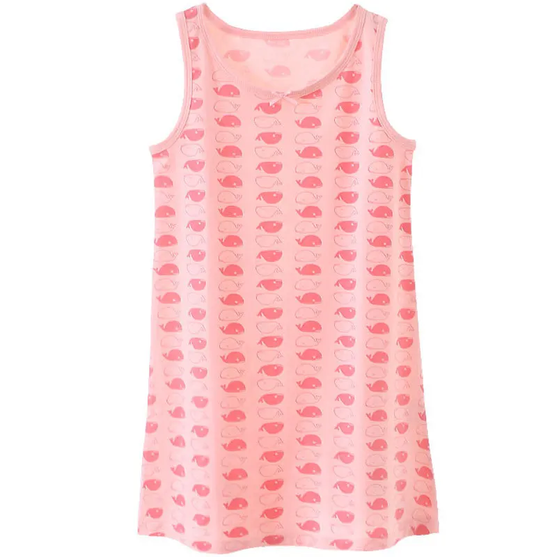 

Girls Clothing Nightdress Teens Cartoon Whale Sleeveless Dress Baby Vest Dress Pure Cotton Princess Kids Children Homeclothes