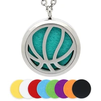 bofee basketball essential oil locket necklace aromatherapy diffuser pendant stainless steel silver jewelry gift 30mm women men