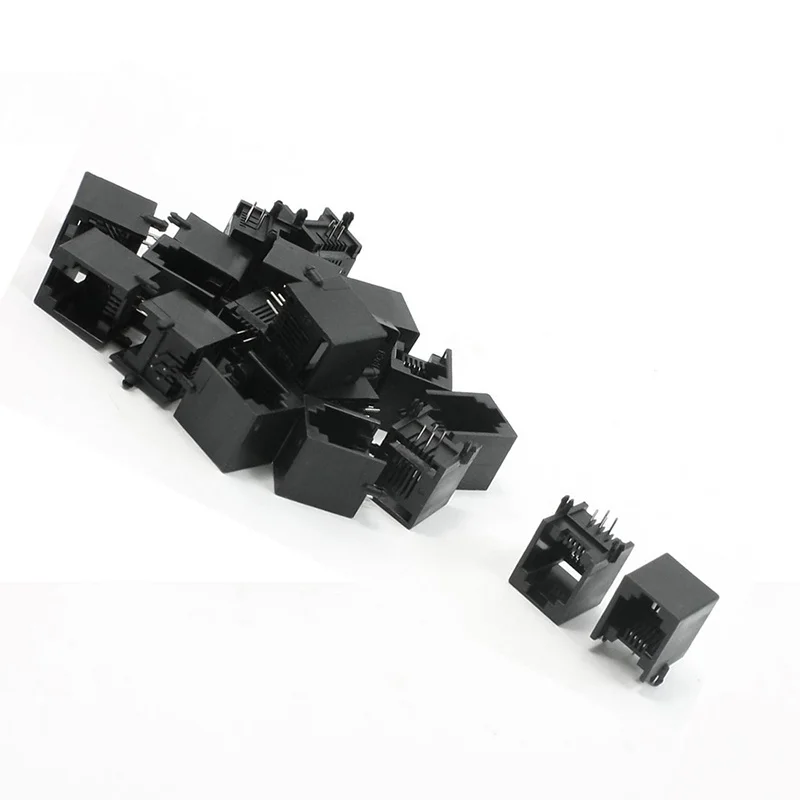 20 шт RJ11 6P4C компьютер Интернет сеть PCB разъем Черный | Строительство и ремонт