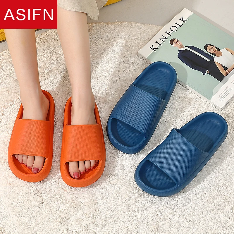 

ASIFN Women Summer Slippers Home Household Male Indoor Non-slip Bathroom Increased Mute Thick Soft Bottom Female Platform Shoes