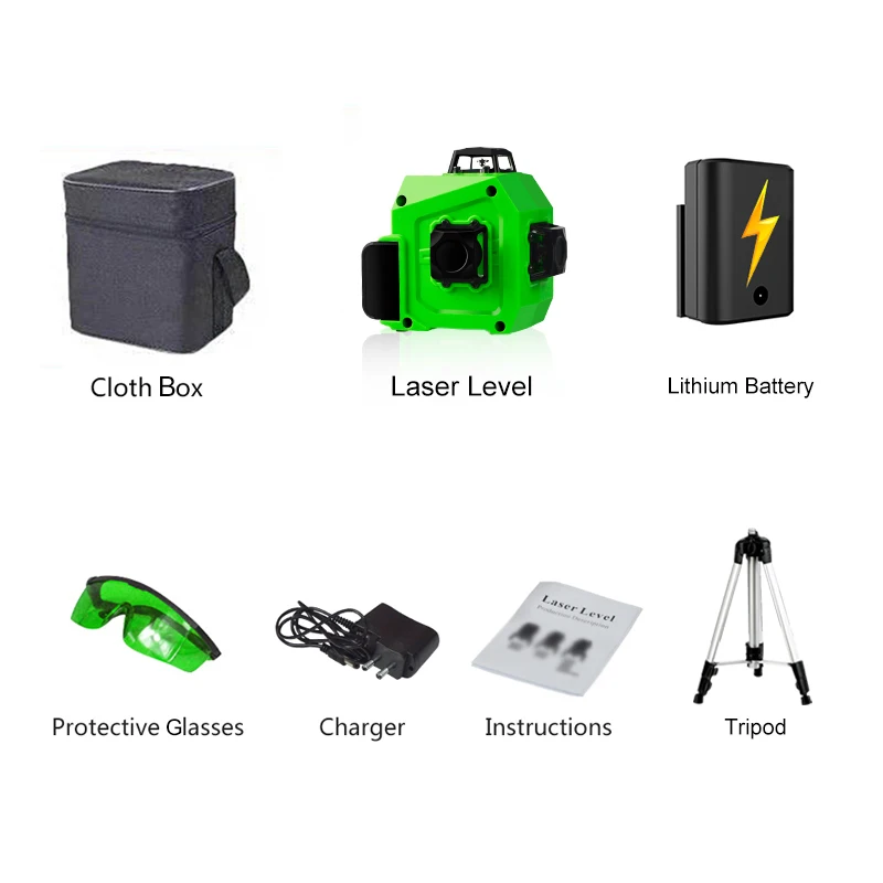 cloth box tripod PRACMANU12 линии 3D зеленый лазерный уровень Горизонтальные и вертикальные поперечные линии с автоматическим наливом - Цвет: cloth box tripod