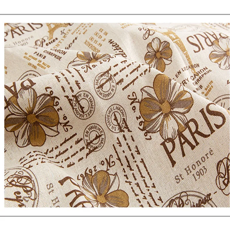 Ткань из хлопка и льна с принтом Париж в стиле ретро | Дом сад