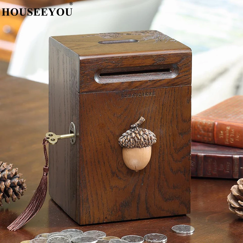 Американская Копилка в стиле ретро из массива дерева ручной работы Детская