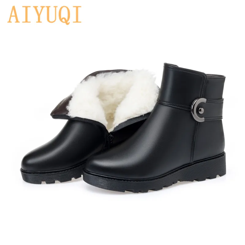 Ladie/новые зимние ботинки на плоской подошве с шерстяной подкладкой Зимние для мам