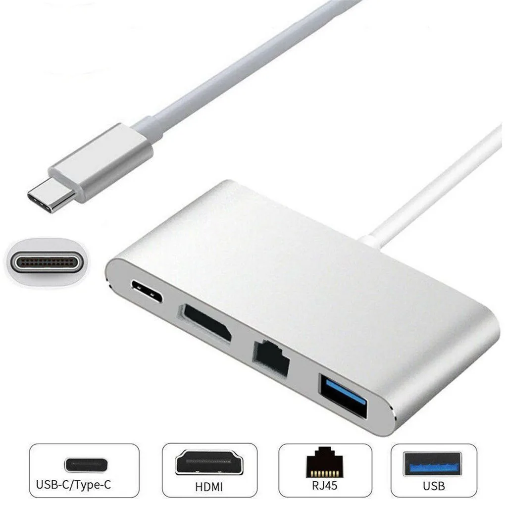 Новый концентратор USB 3.0 Type-C для HDMI 4K + RJ45 Gigabit Ethernet 3 1 | Компьютеры и офис