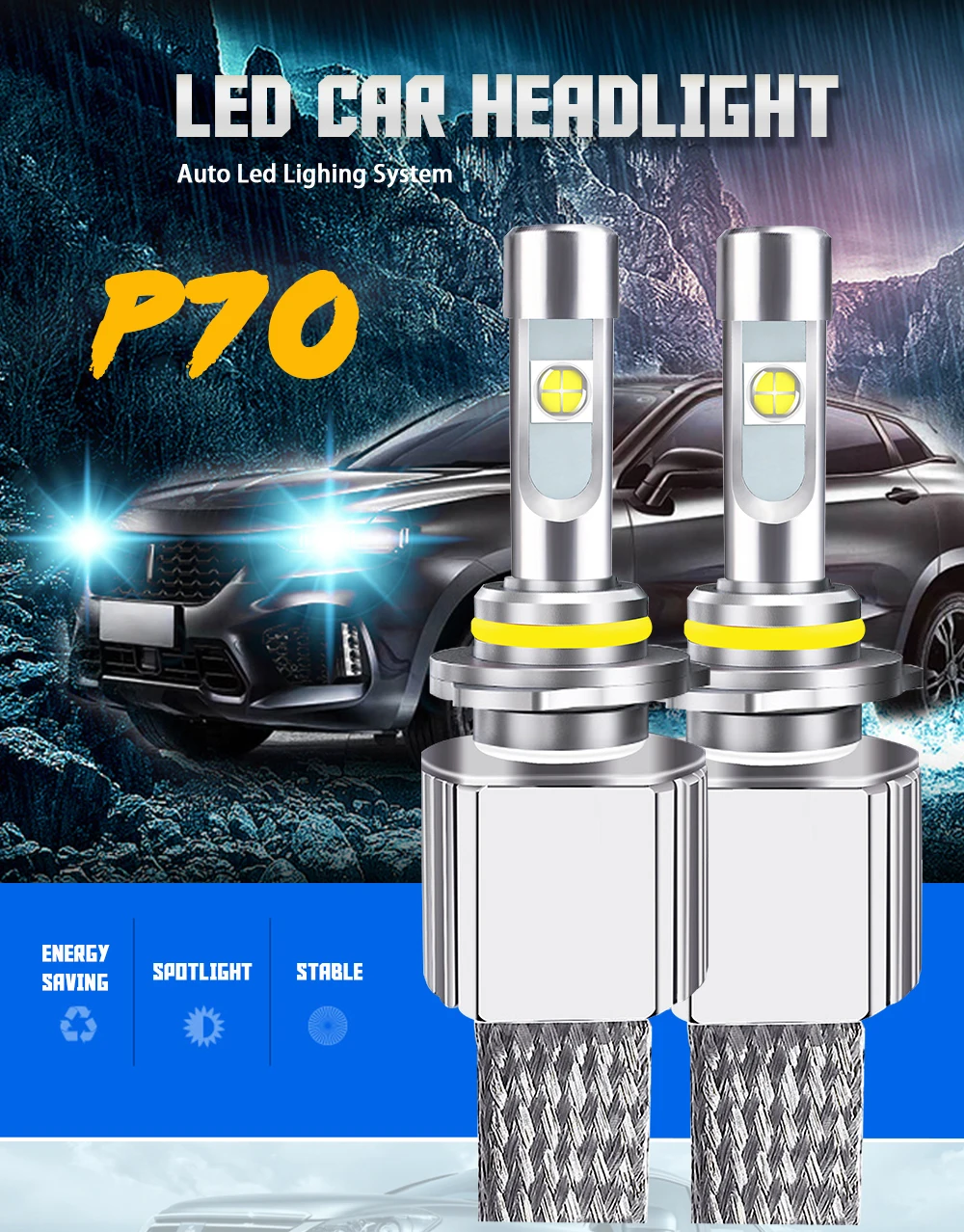Безвентиляторный Медь ремень светодиодный H7 XHP70 110W P70 авто фар H4 H8 H11 9005 HB3 HB4 9012 H13 D2H