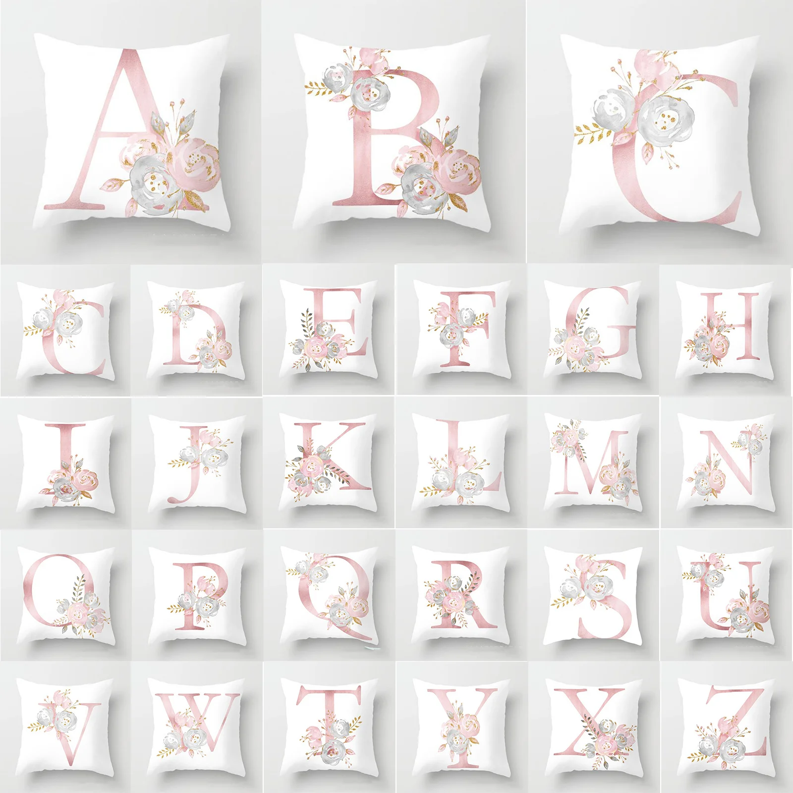 Наволочки с цветочным принтом и алфавитом 45*45|Наволочка| |