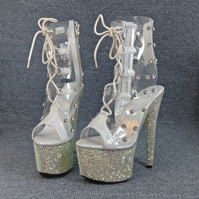 Leecabe/модные босоножки для танцев на шесте со стразами каблуке 17 см женская обувь